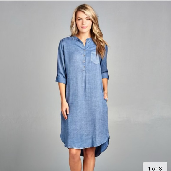 Tzia Dresses & Skirts - 🌸 Denim Button Front Tunic Dress + Pockets